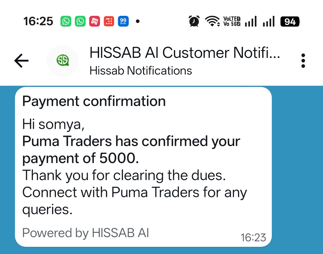 Payment confirmation