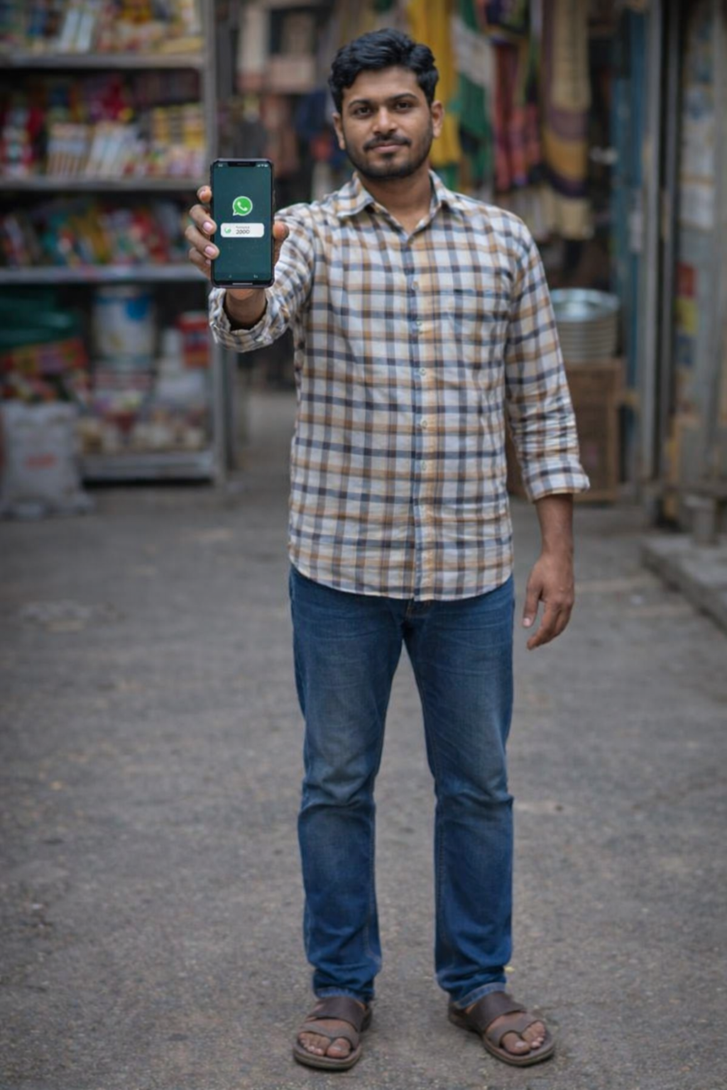 Business owner using WhatsApp for customer and payment management